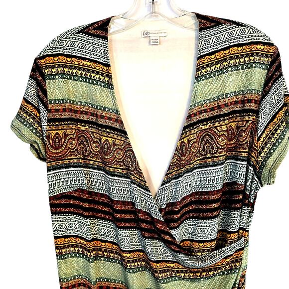 Cato Women's Dress 14W 16W Green Long Brown Sleeves Sun Plus Size 1X - Picture 2 of 7